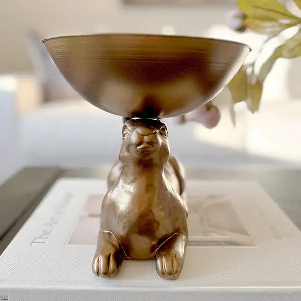 Gold Bunny with Bowl | Brilliant Centerpiece Collection by Decor Steals