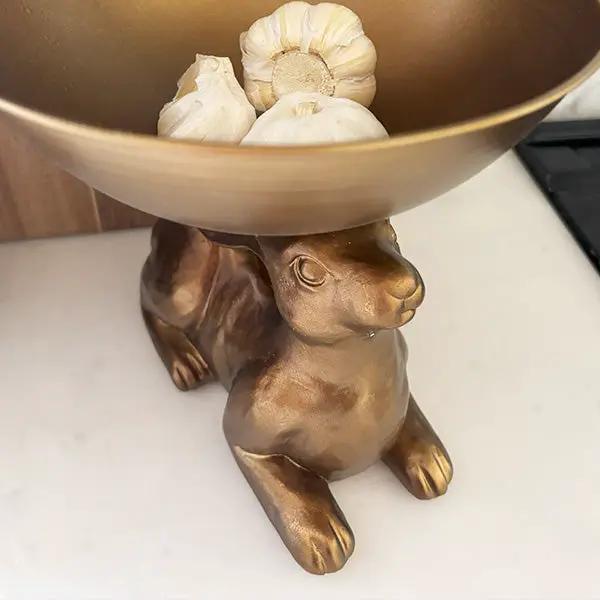 Gold Bunny with Bowl | Brilliant Centerpiece Collection by Decor Steals