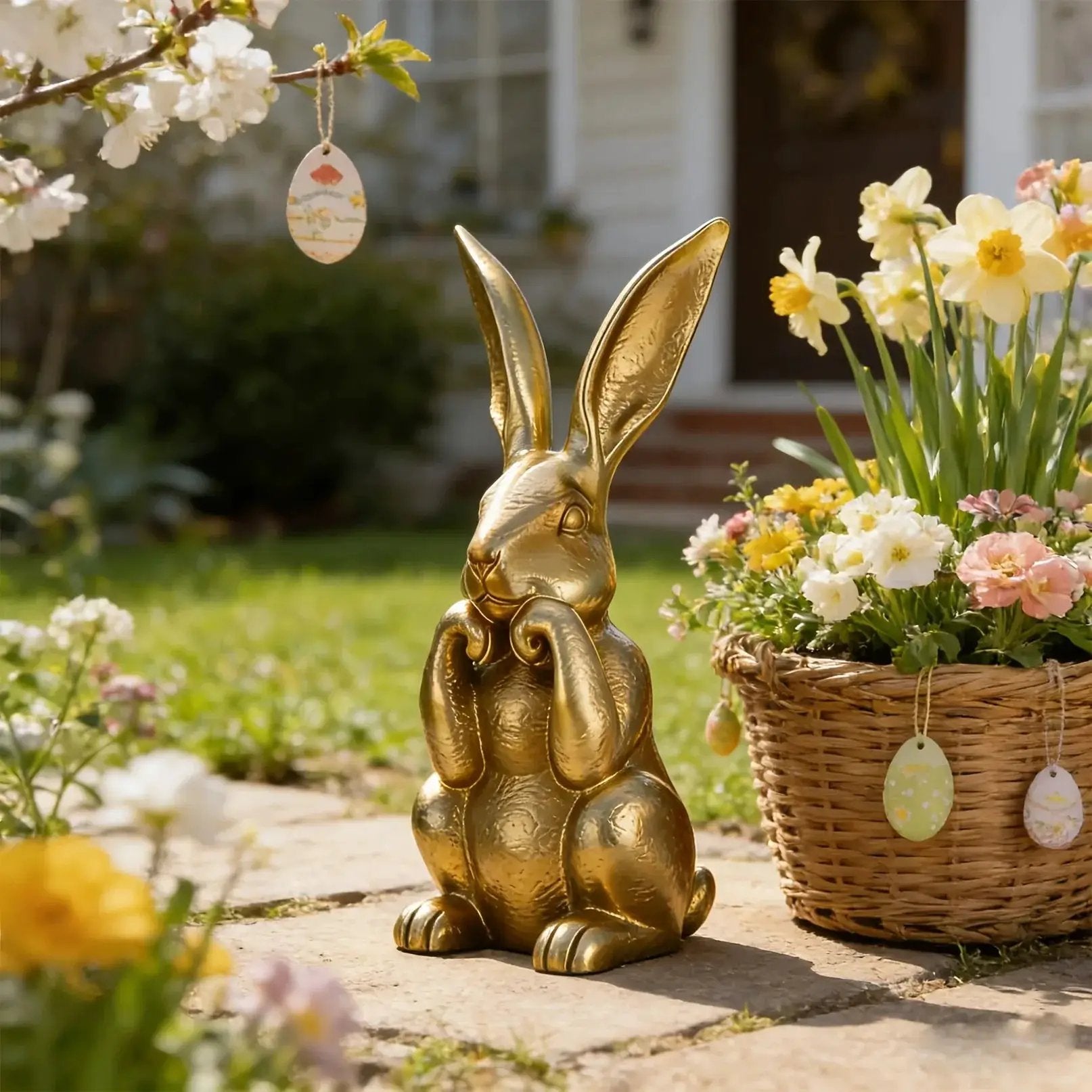 Bunny Statue - Modern Golden 11.81inch by House Of Avana