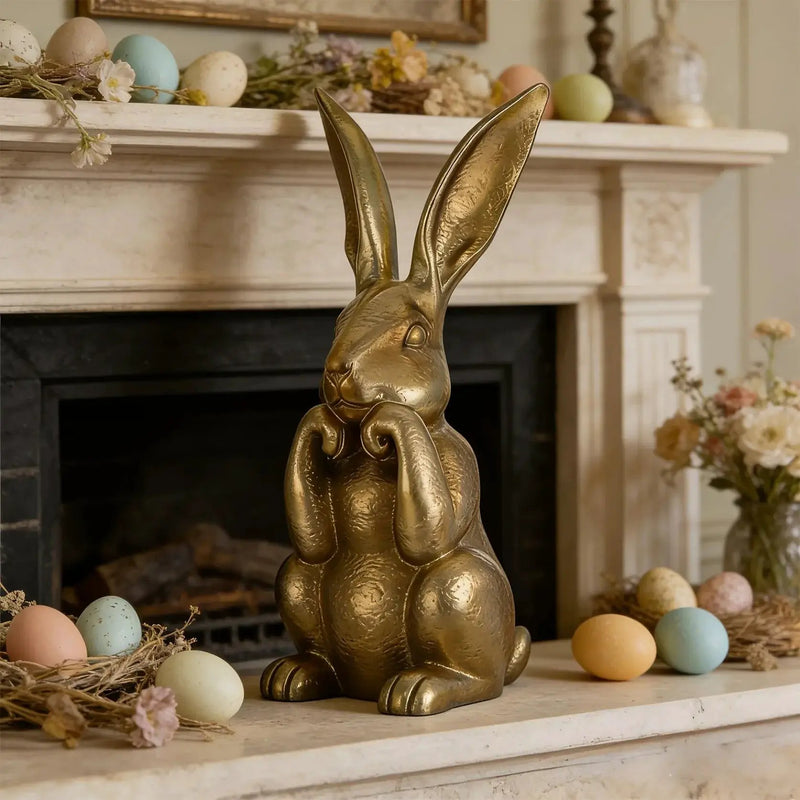 Bunny Statue - Modern Golden 11.81inch by House Of Avana