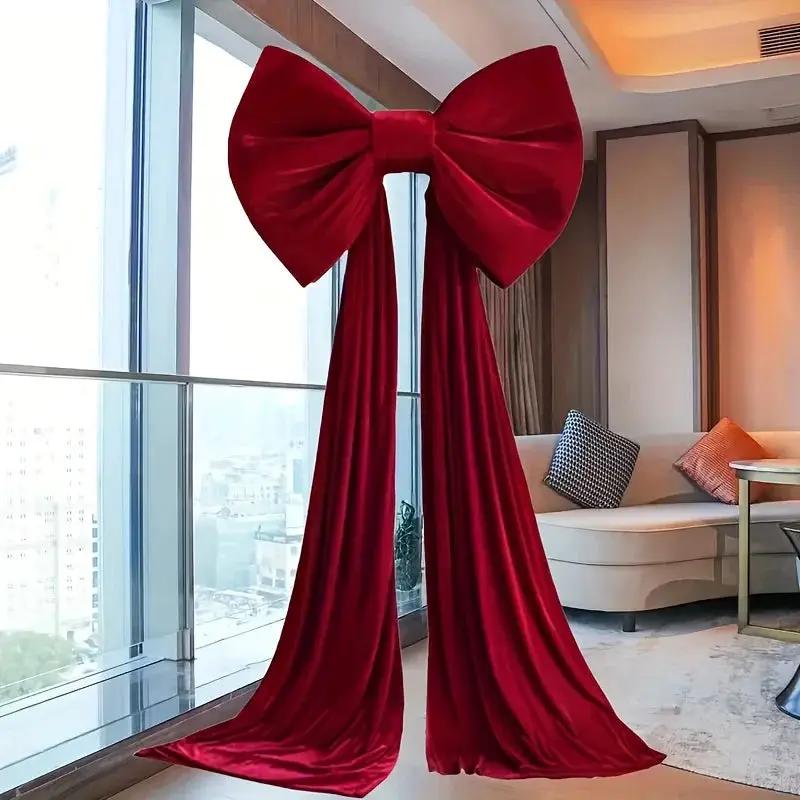 Burgundy Satin Large Bow Ribbon Durable for Decorations by House Of Avana