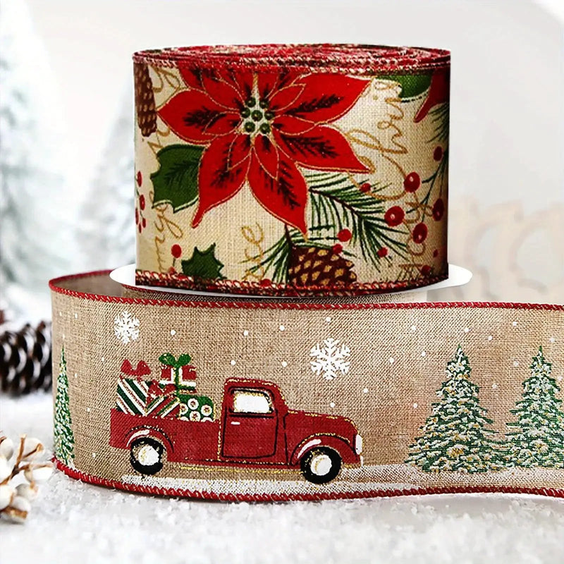 Burlap Christmas Ribbons with Wired Edge for Crafts by House Of Avana