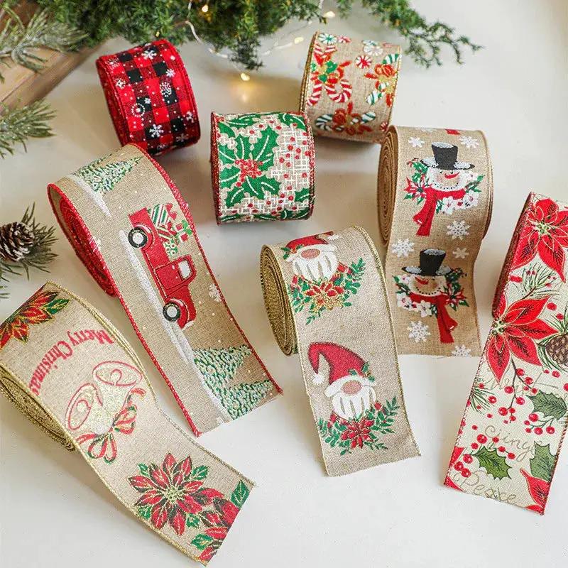 Burlap Christmas Ribbons with Wired Edge for Crafts by House Of Avana