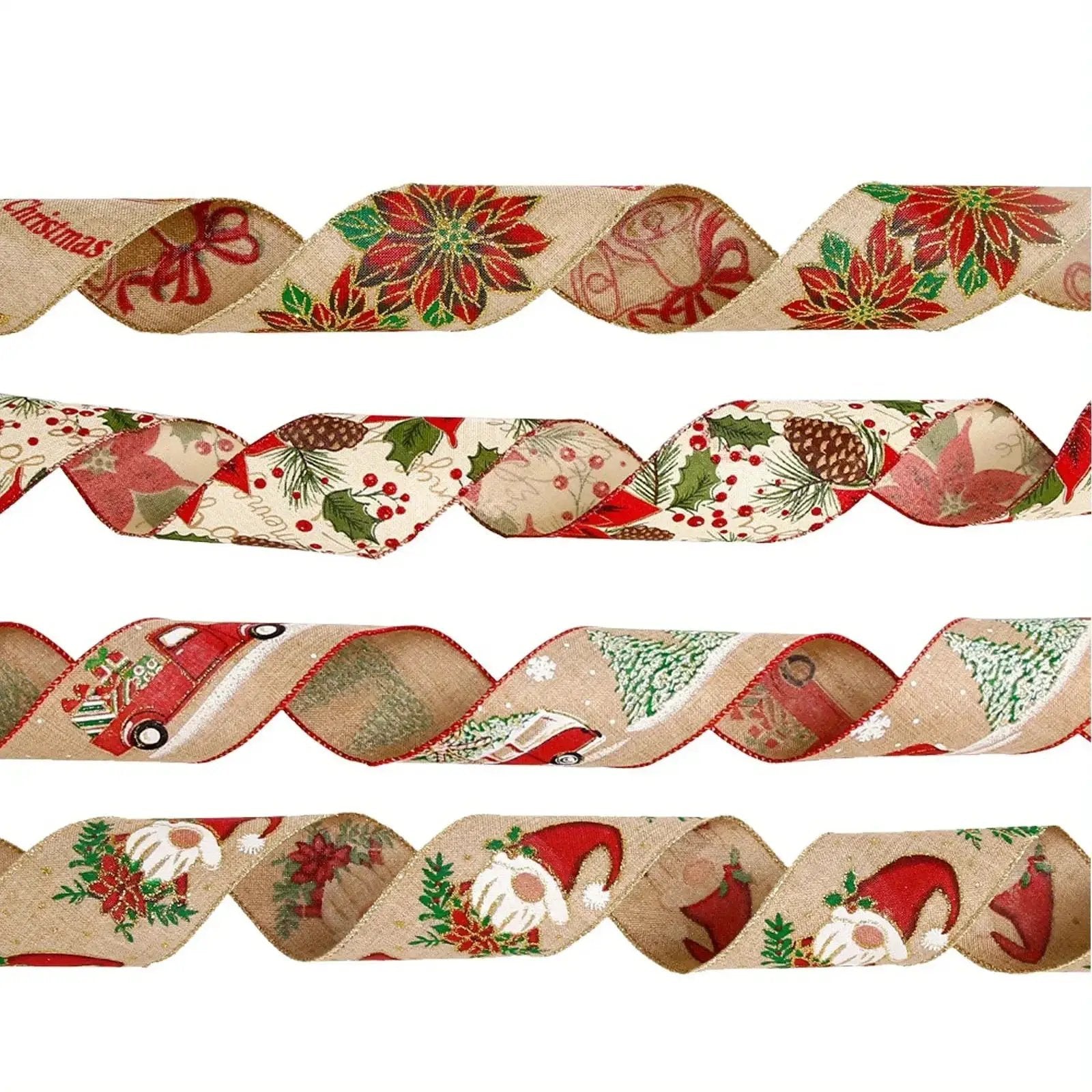 Burlap Christmas Ribbons with Wired Edge for Crafts by House Of Avana