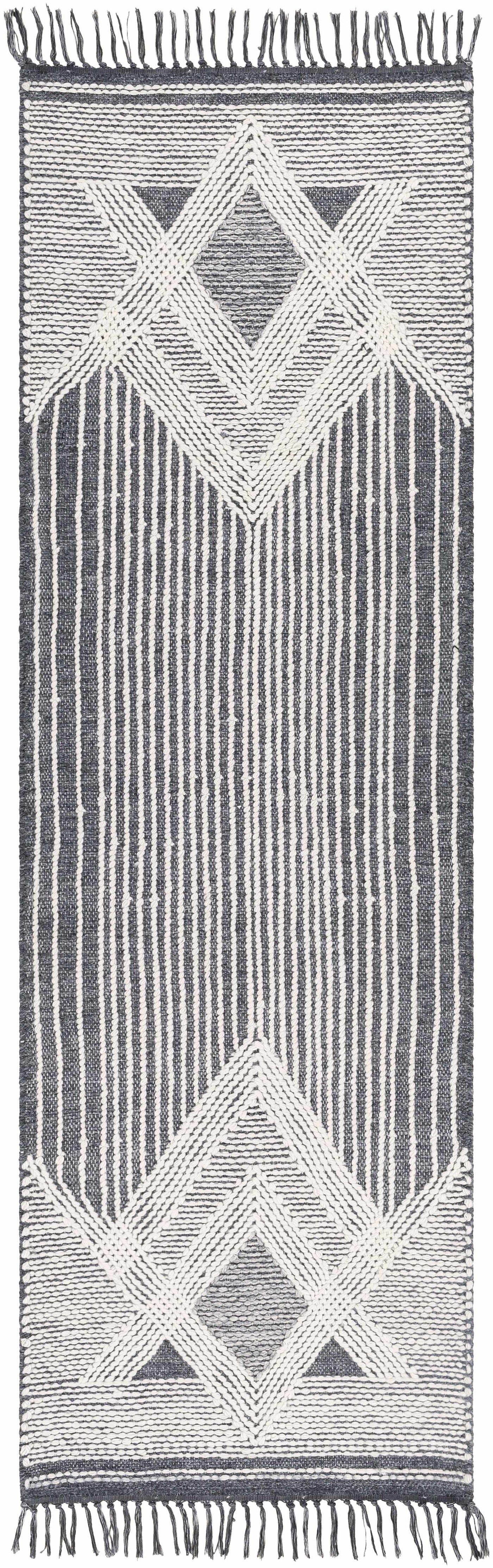 Aldbourne Gray Tassel Flatweave Wool Rug - Clearance by Boutique Rugs