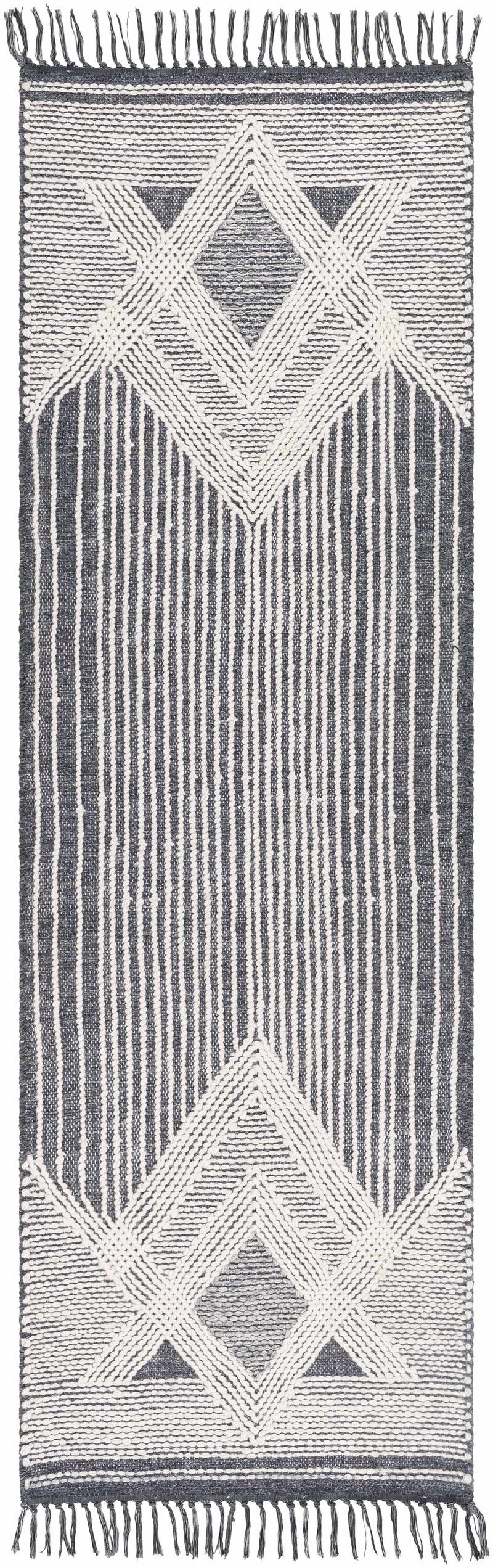 Aldbourne Gray Tassel Flatweave Wool Rug - Clearance by Boutique Rugs