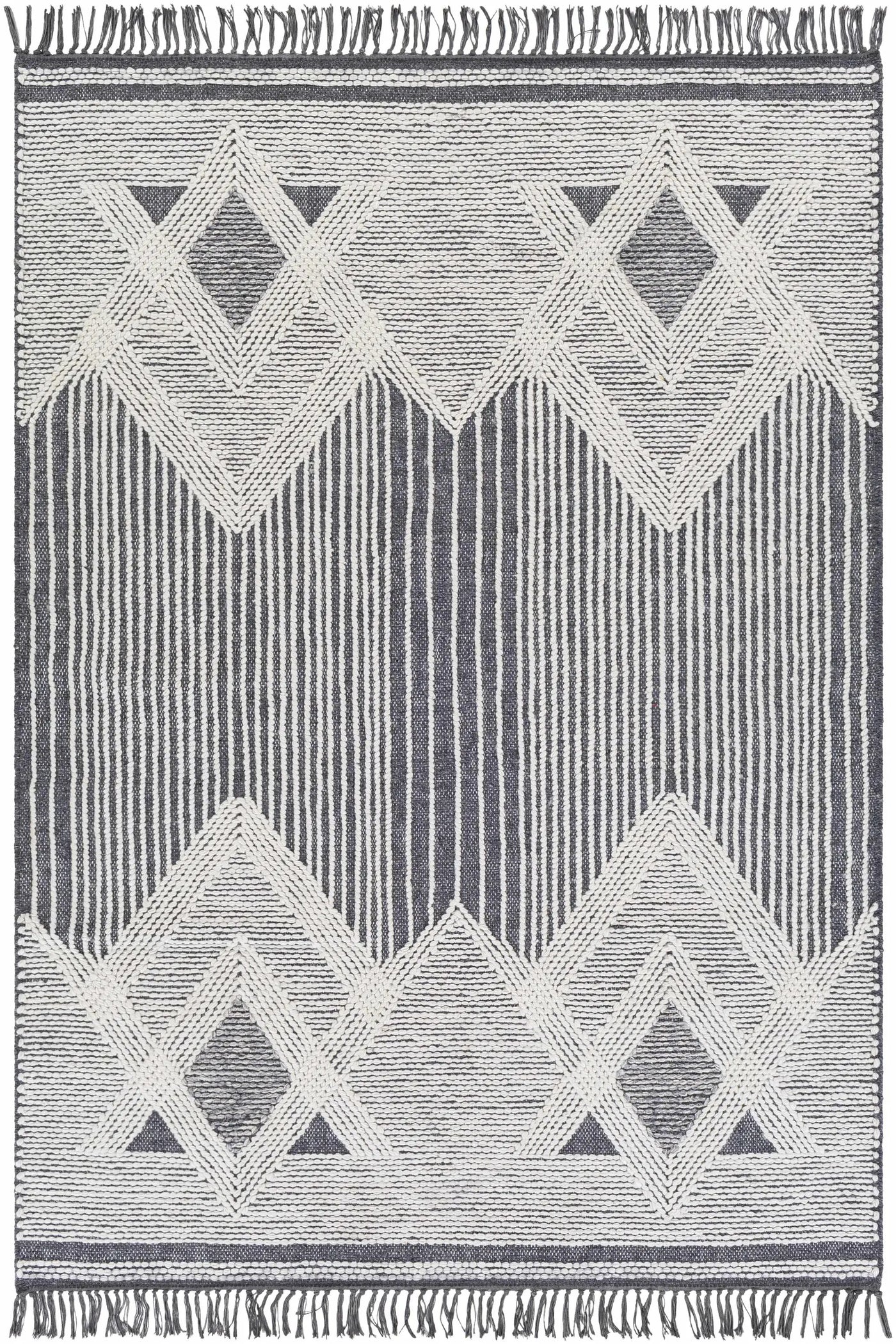 Aldbourne Gray Tassel Flatweave Wool Rug - Clearance by Boutique Rugs