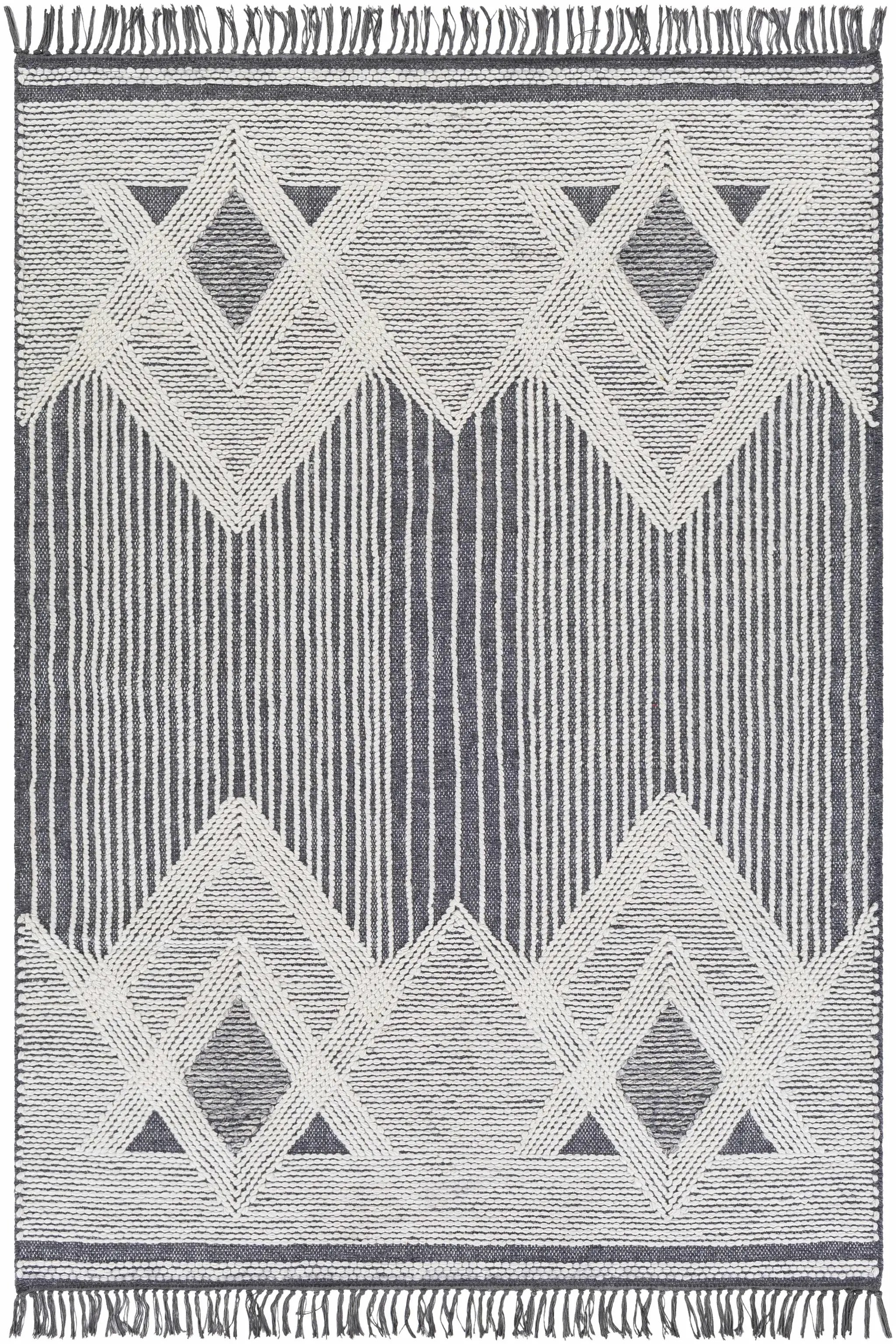 Aldbourne Gray Tassel Flatweave Wool Rug - Clearance by Boutique Rugs