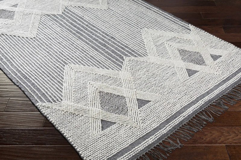 Aldbourne Gray Tassel Flatweave Wool Rug - Clearance by Boutique Rugs