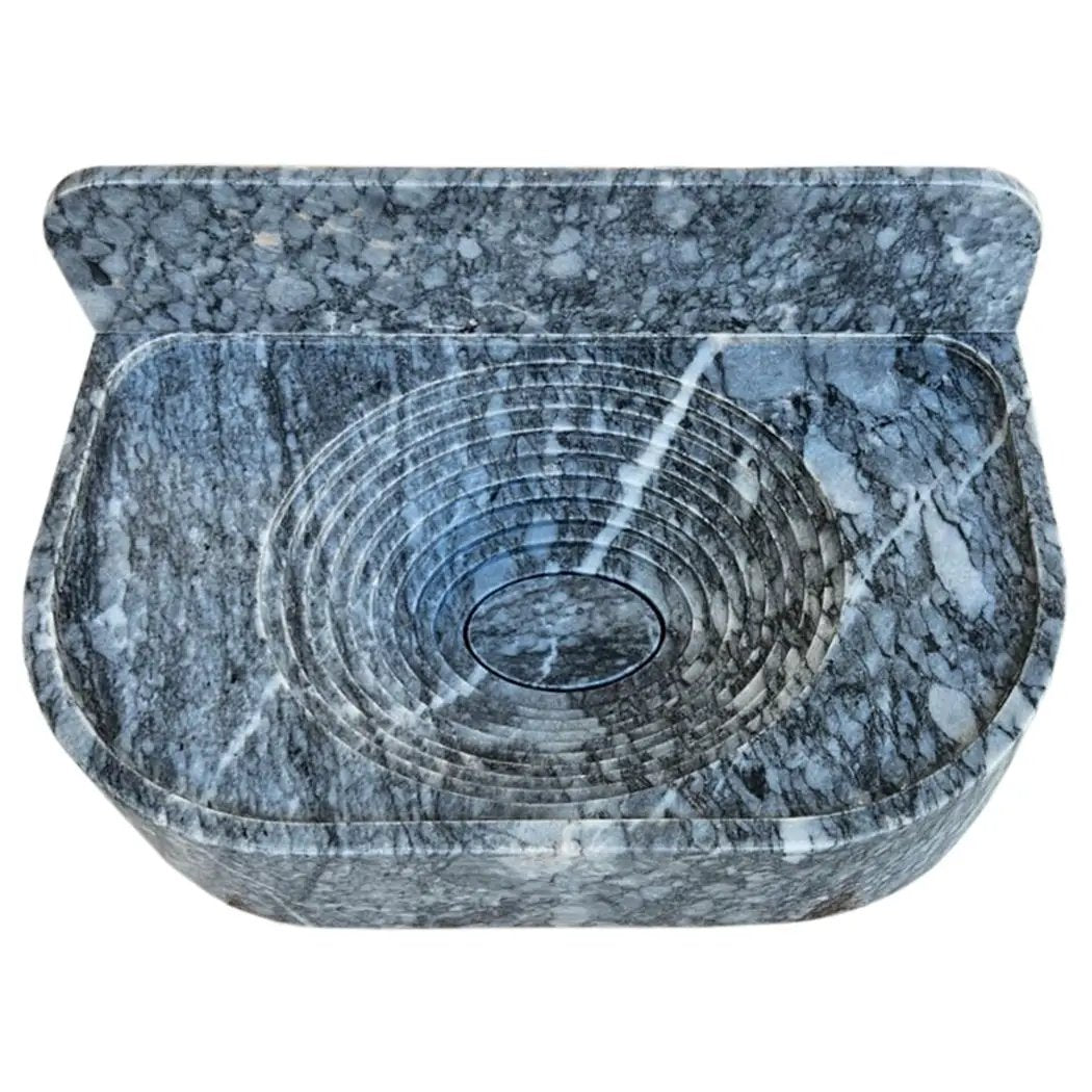 Bursa Gray Marble Wall Mount Bathroom Sink With Backsplash 27x16 by GobekDesign
