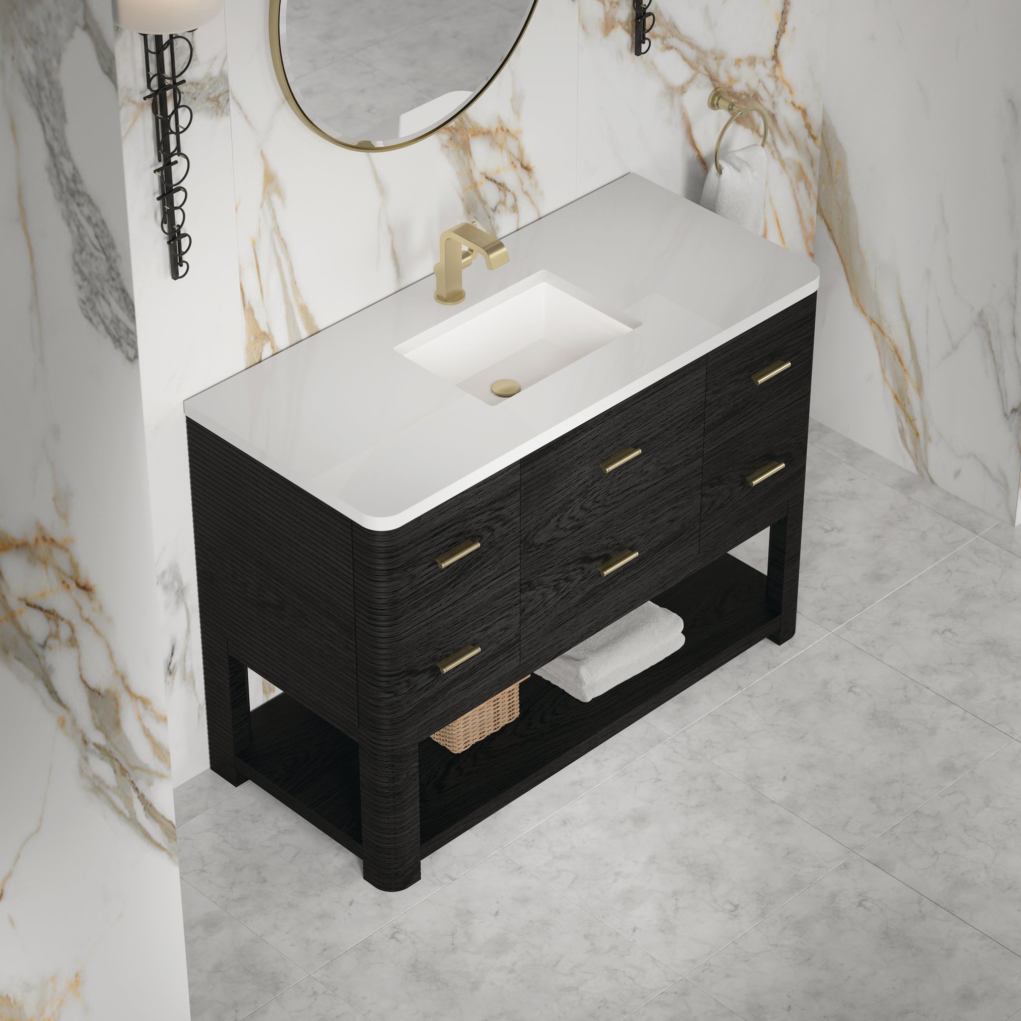 James Martin Lucian 48" Single Bathroom Vanity, Carbon Oak by James Martin