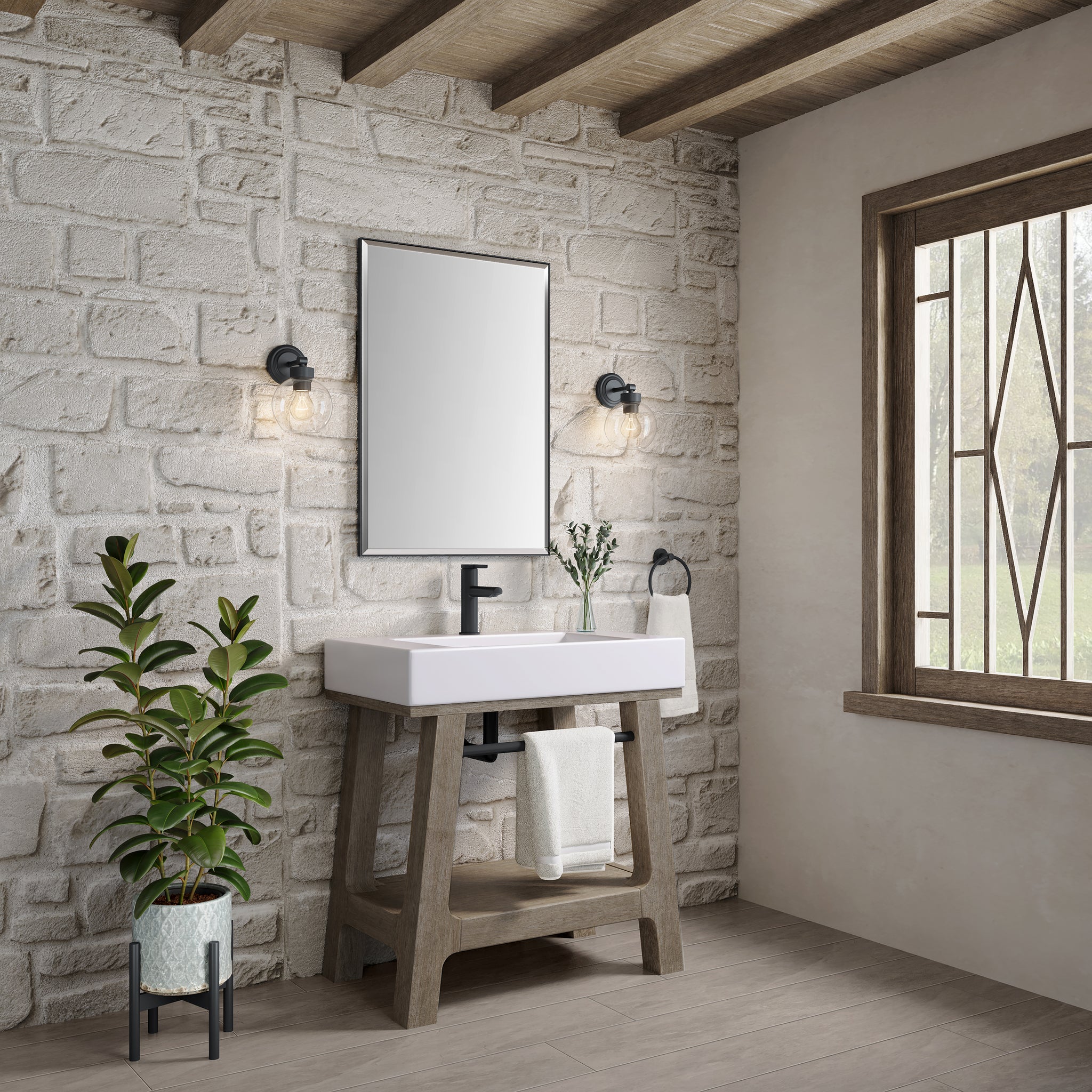 James Martin Auburn 31.5" Single Console Vanity, Weathered Timber by James Martin