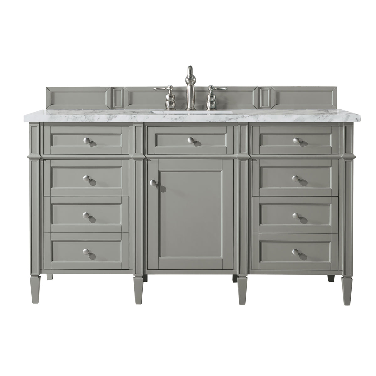 James Martin Brittany 60" Single Bathroom Vanity, Urban Gray with Carrara White countertop