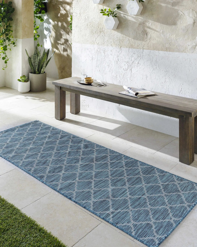 Unique Outdoor Trellis Area Rug, Teal - Clearance by Boutique Rugs