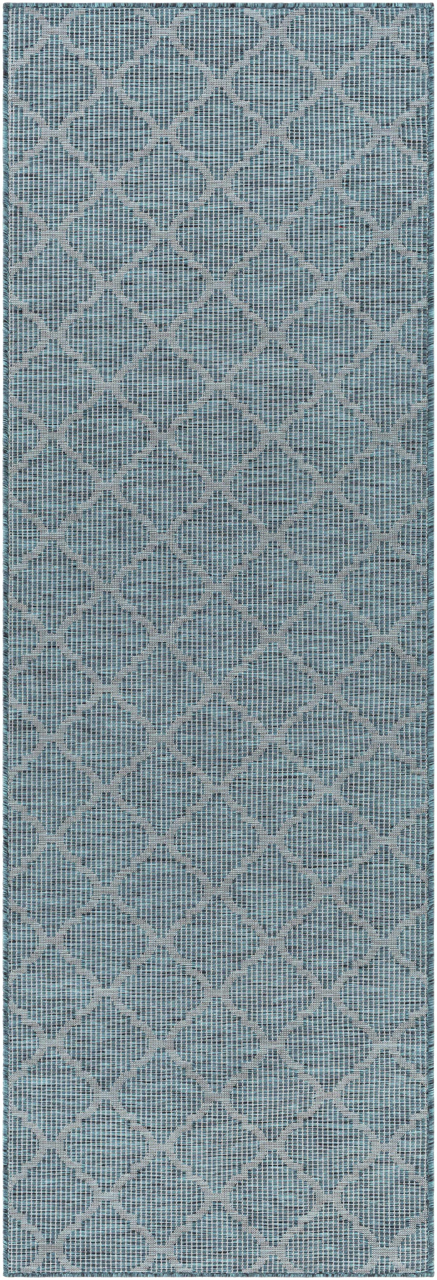 Unique Outdoor Trellis Area Rug, Teal - Clearance by Boutique Rugs
