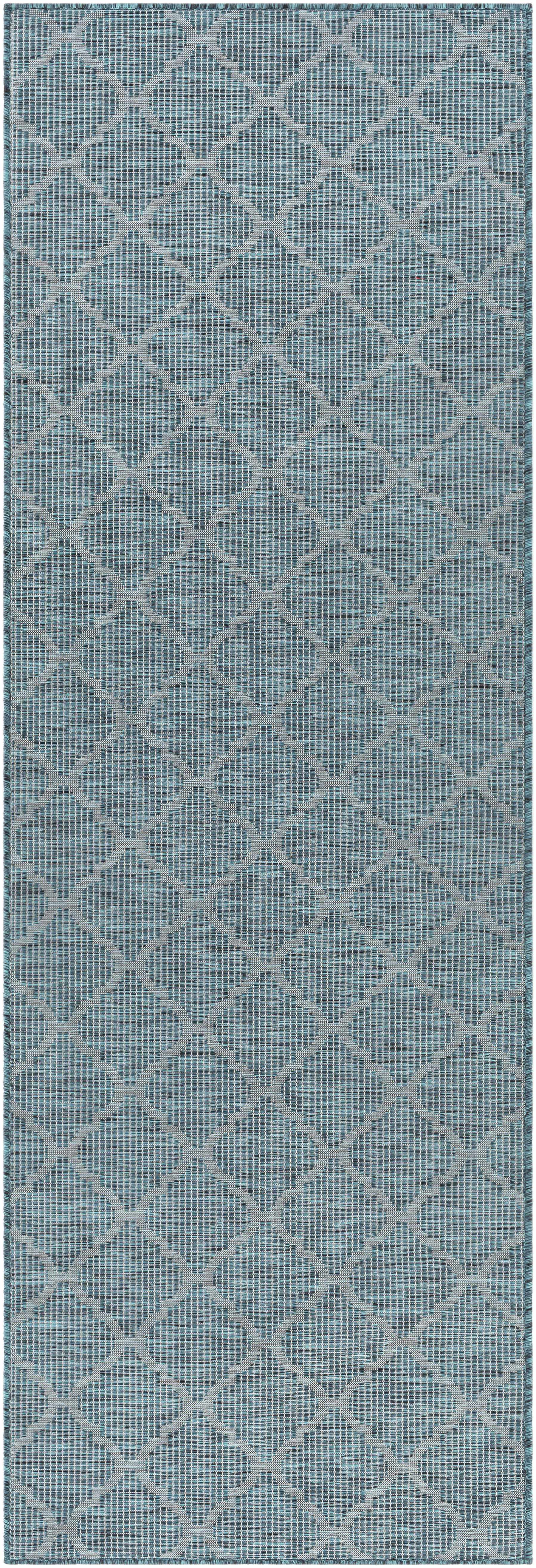 Unique Outdoor Trellis Area Rug, Teal - Clearance by Boutique Rugs