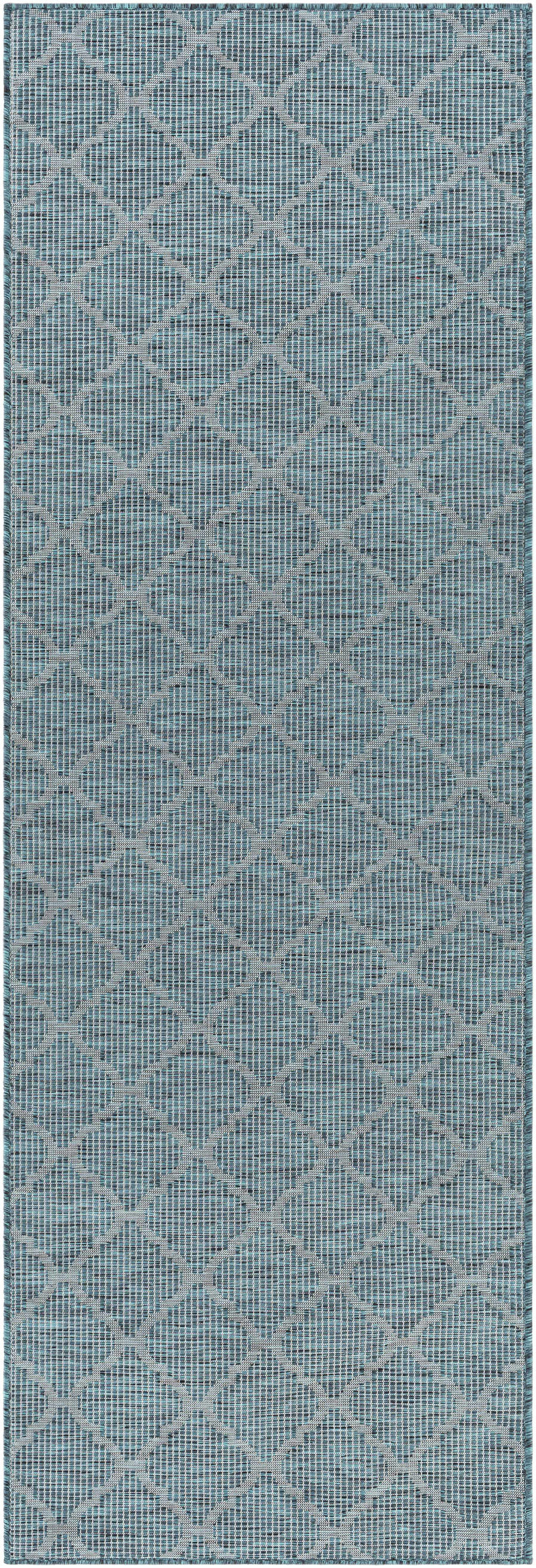 Unique Outdoor Trellis Area Rug, Teal - Clearance by Boutique Rugs