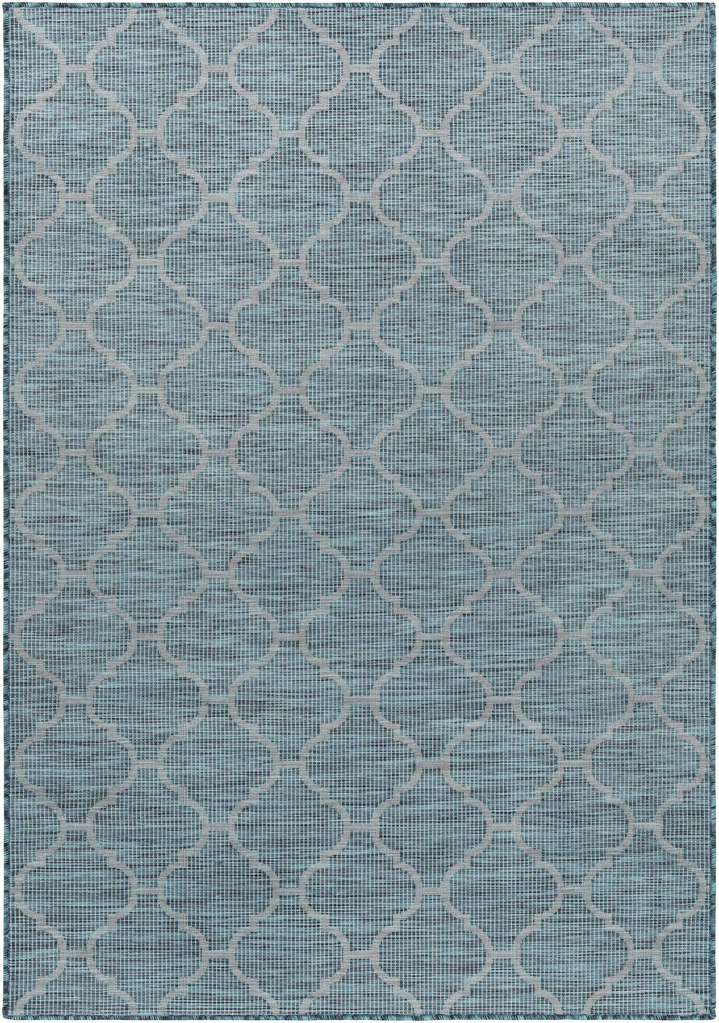 Unique Outdoor Trellis Area Rug, Teal - Clearance by Boutique Rugs