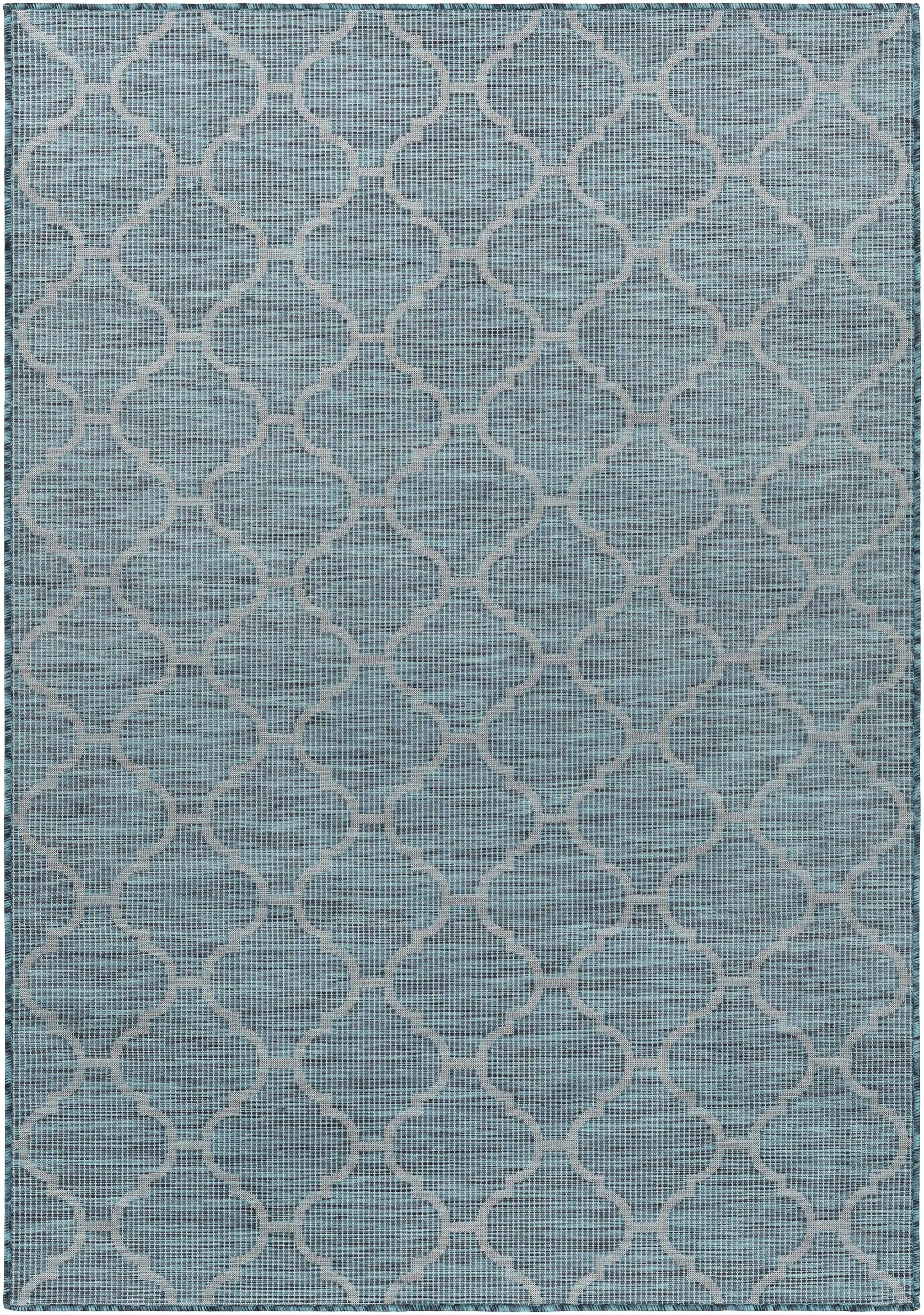 Unique Outdoor Trellis Area Rug, Teal - Clearance by Boutique Rugs