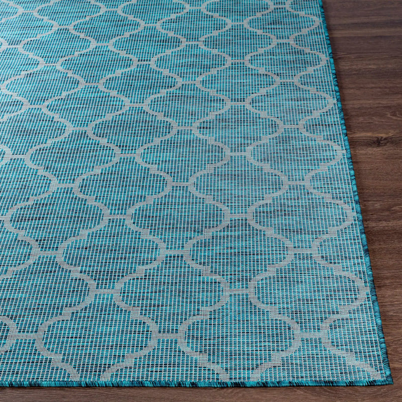 Unique Outdoor Trellis Area Rug, Teal - Clearance by Boutique Rugs