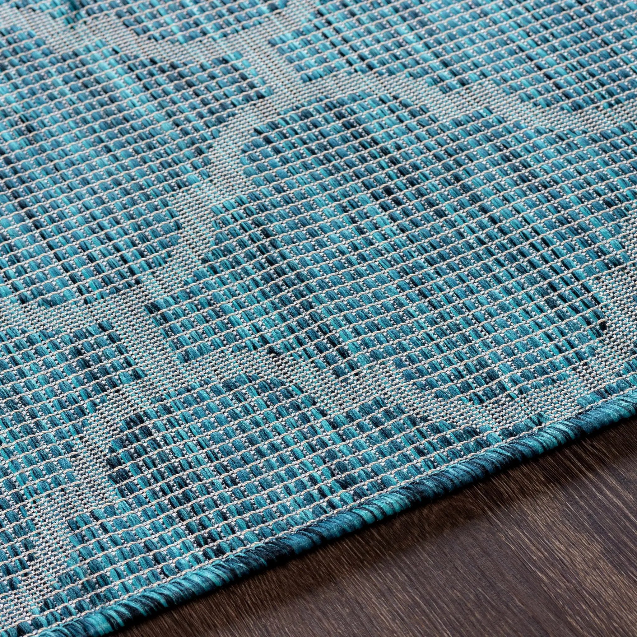 Unique Outdoor Trellis Area Rug, Teal - Clearance by Boutique Rugs