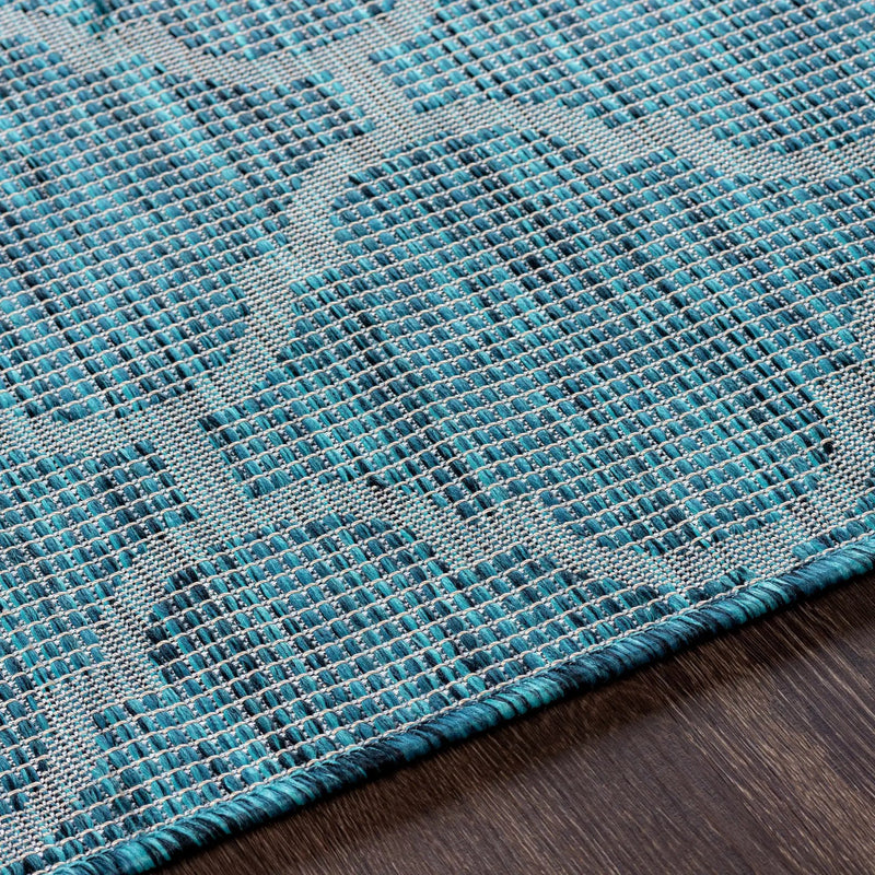 Unique Outdoor Trellis Area Rug, Teal - Clearance by Boutique Rugs