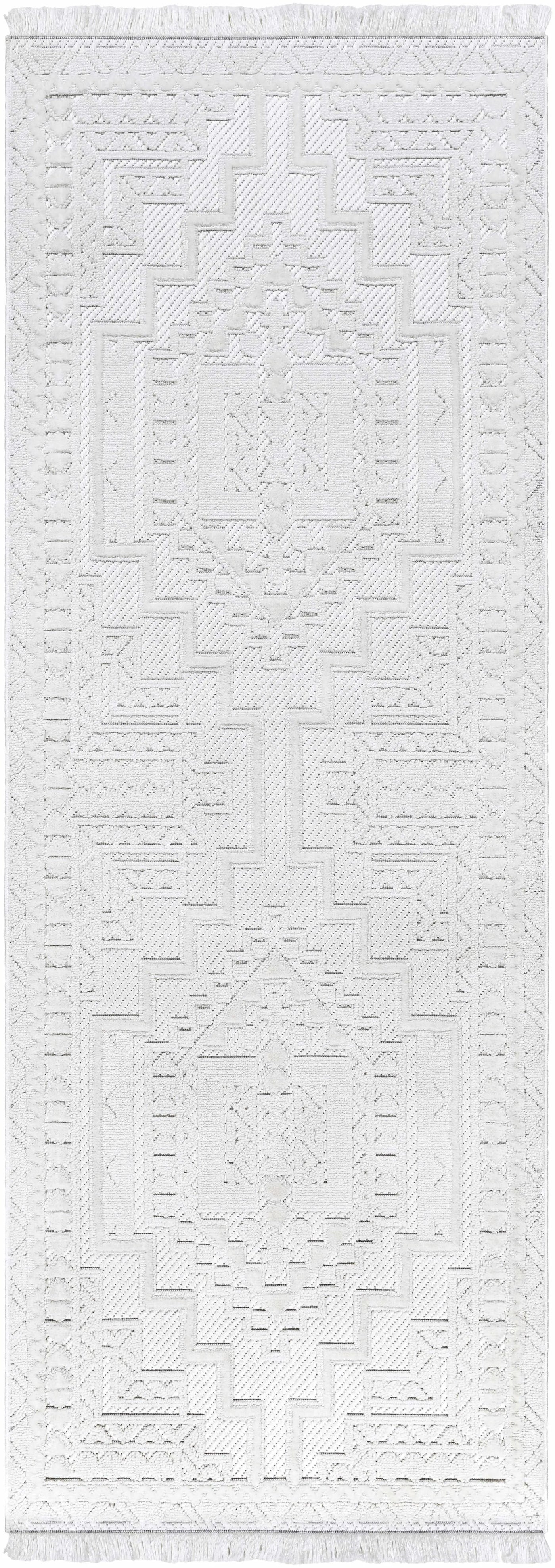 Alya White Fringe Rug by Hauteloom