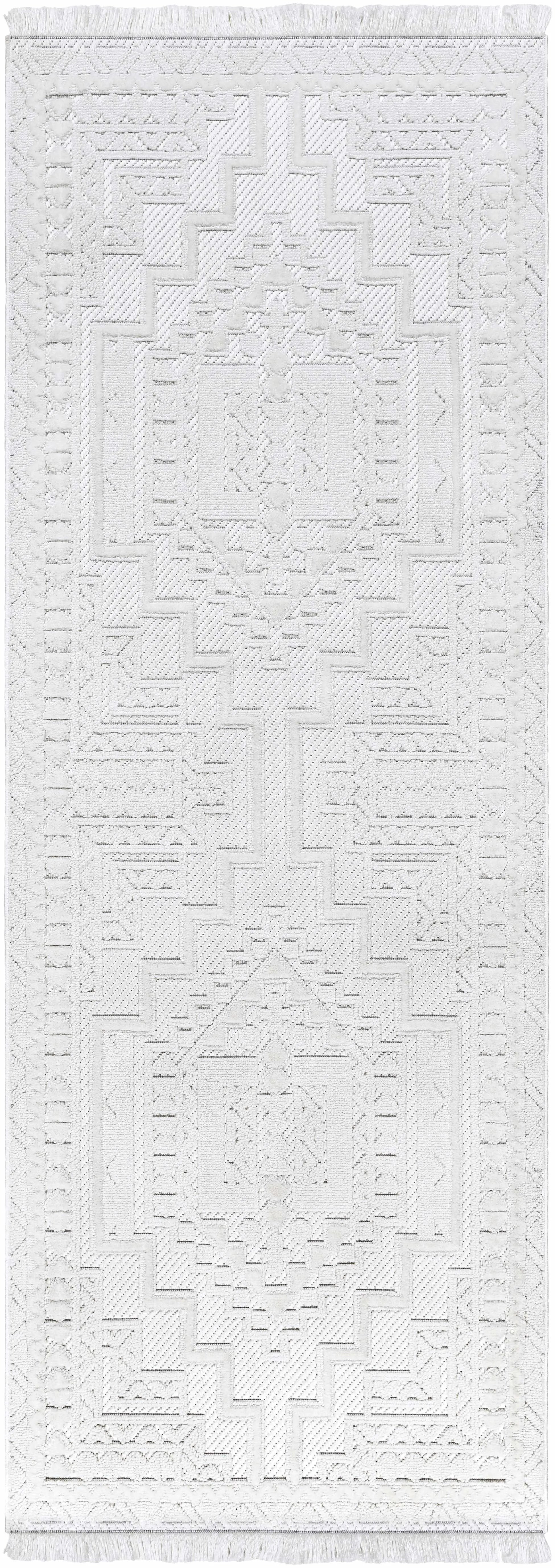 Alya White Fringe Rug by Hauteloom