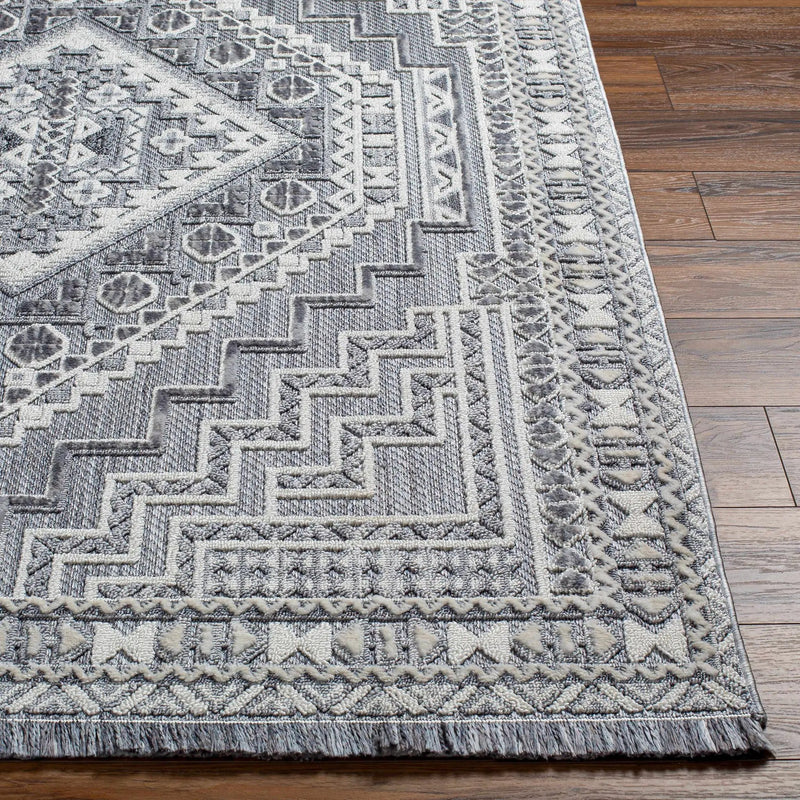 Alya Charcoal Textured Area Rug by Hauteloom