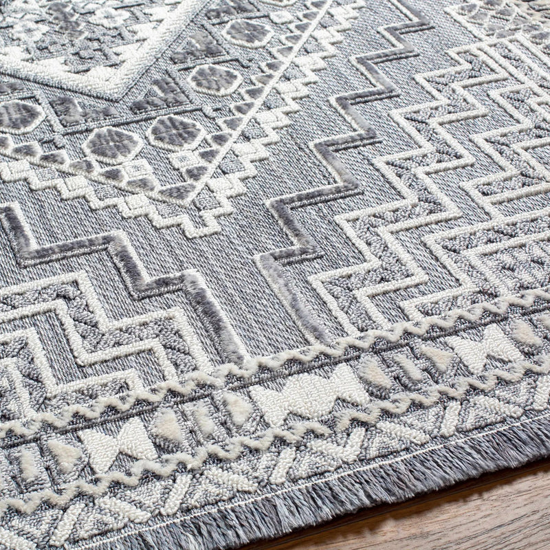 Alya Charcoal Textured Area Rug by Hauteloom