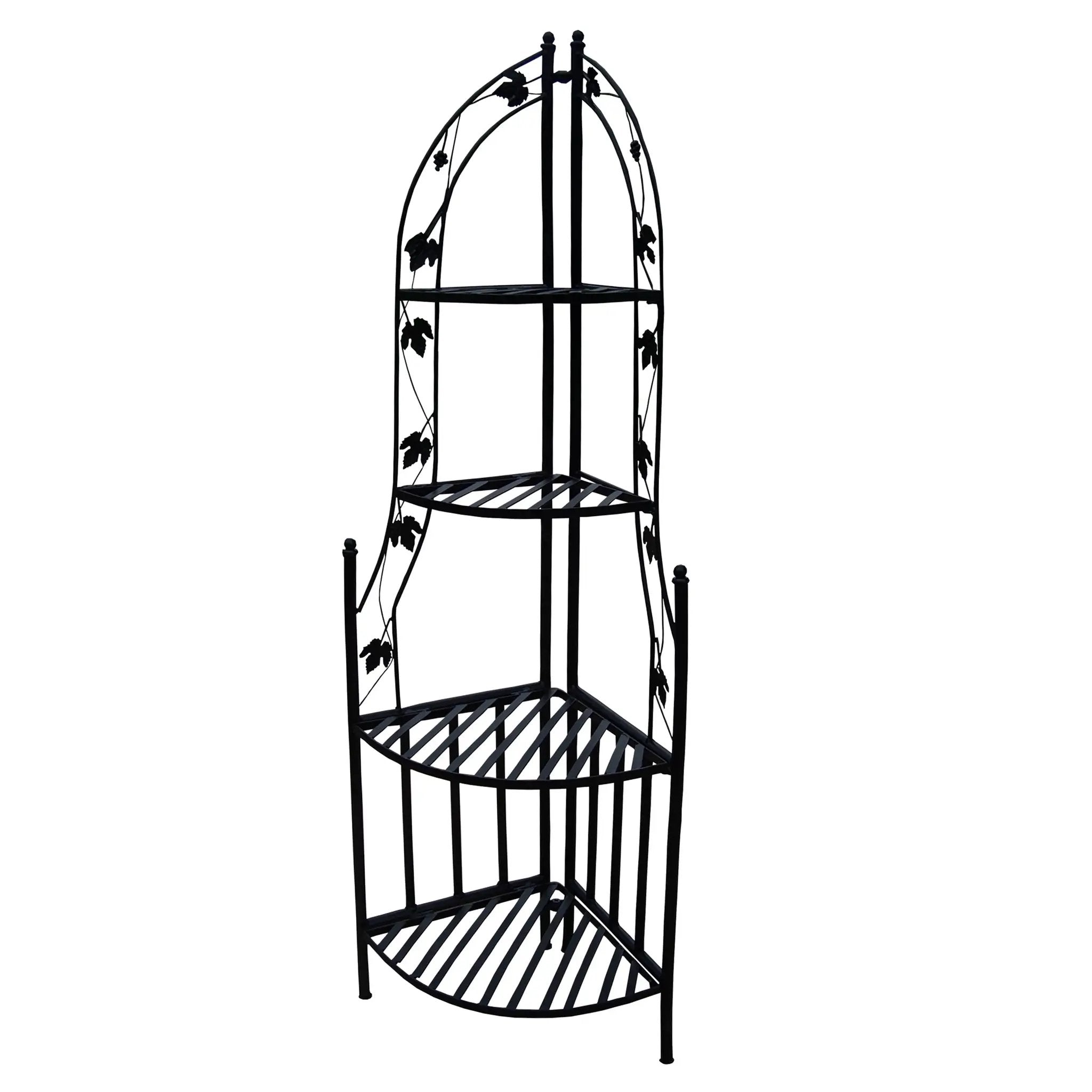 4-Tier Steel Corner Shelf Black Plant Stand by Sharicks