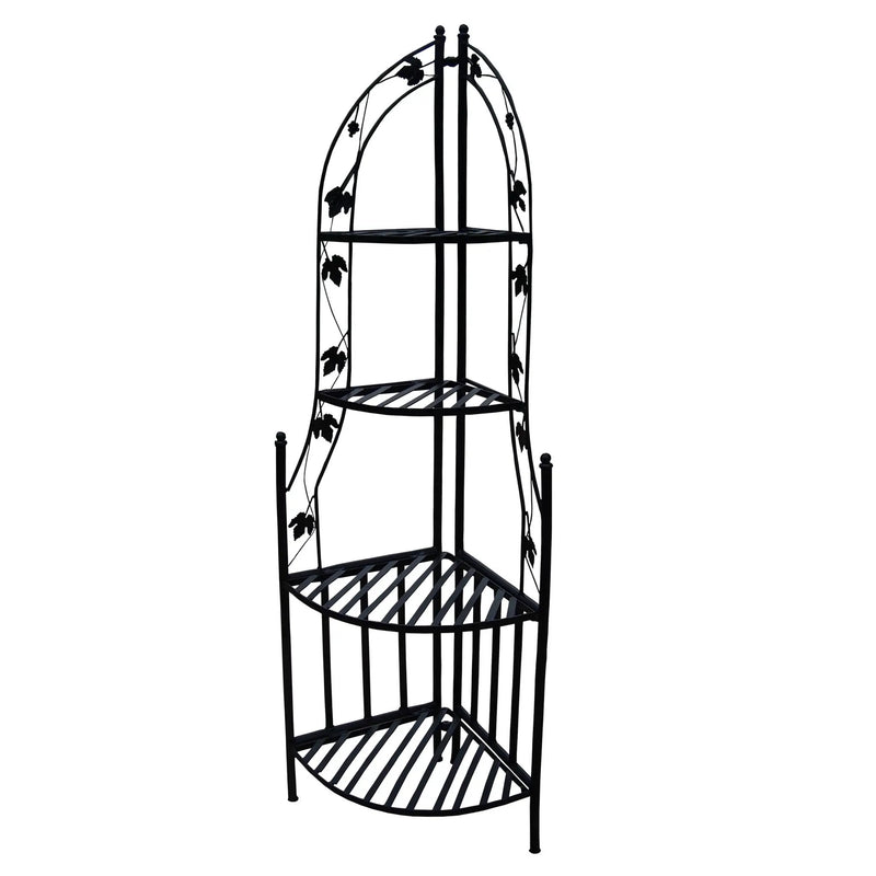 4-Tier Steel Corner Shelf Black Plant Stand by Sharicks