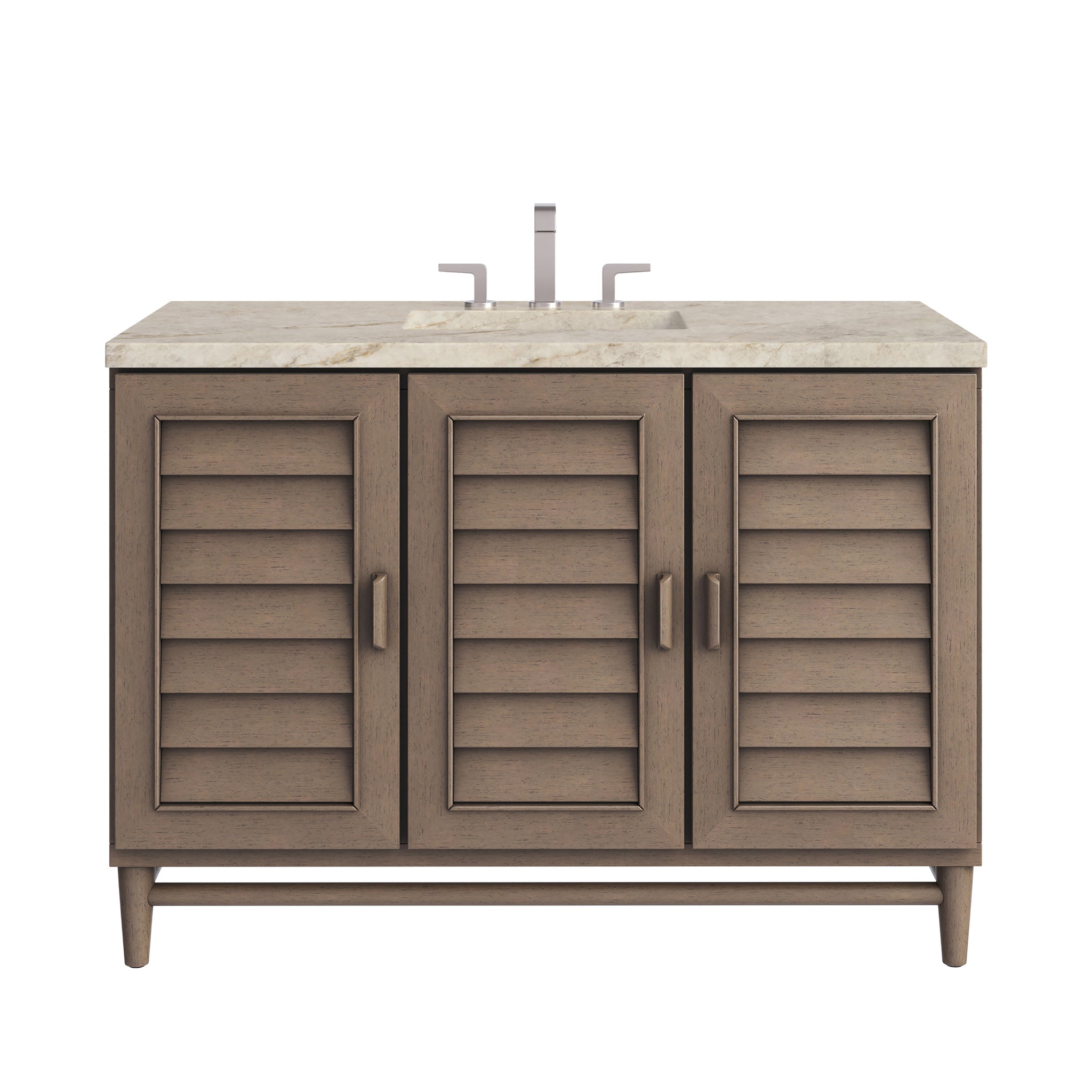James Martin Portland 48" Single Bathroom Vanity, Whitewashed Walnut with Tajnar countertop