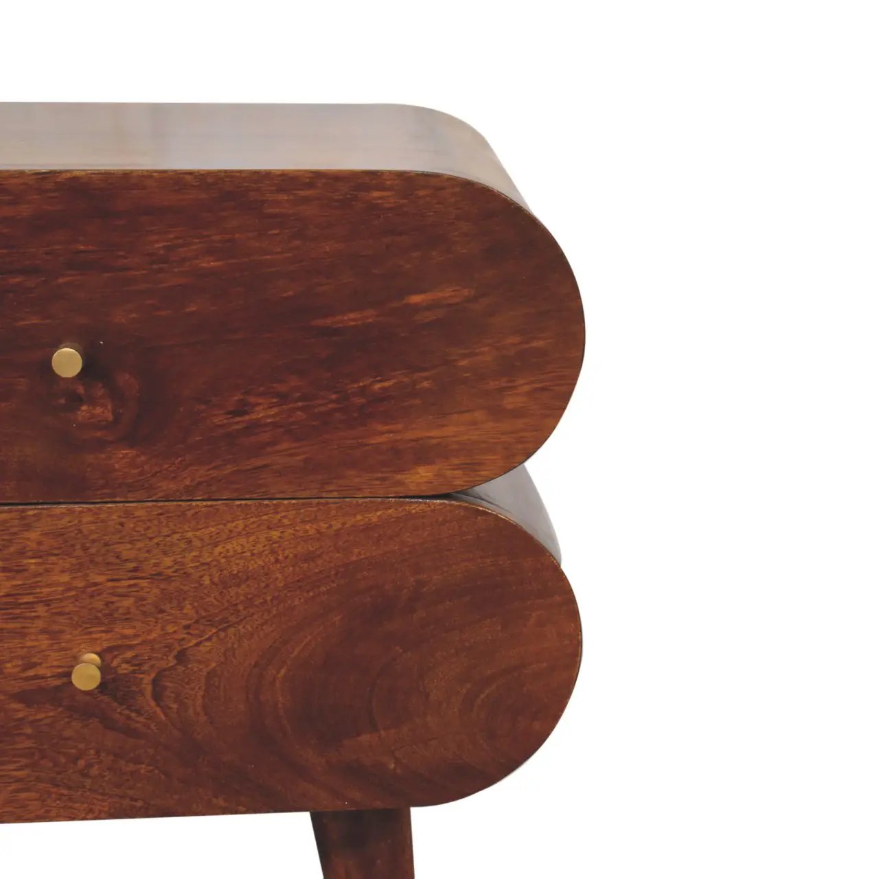 Solid Wood Bubble Chestnut Nightstand, 2-Drawer, Nordic Legs by HouseOfZazla