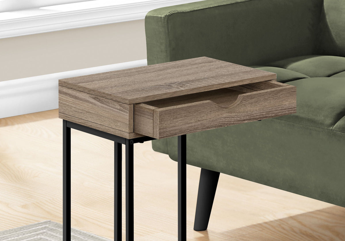 C-Shaped Accent Table with Storage Drawer - Light Brown or White, photo 8 of 8