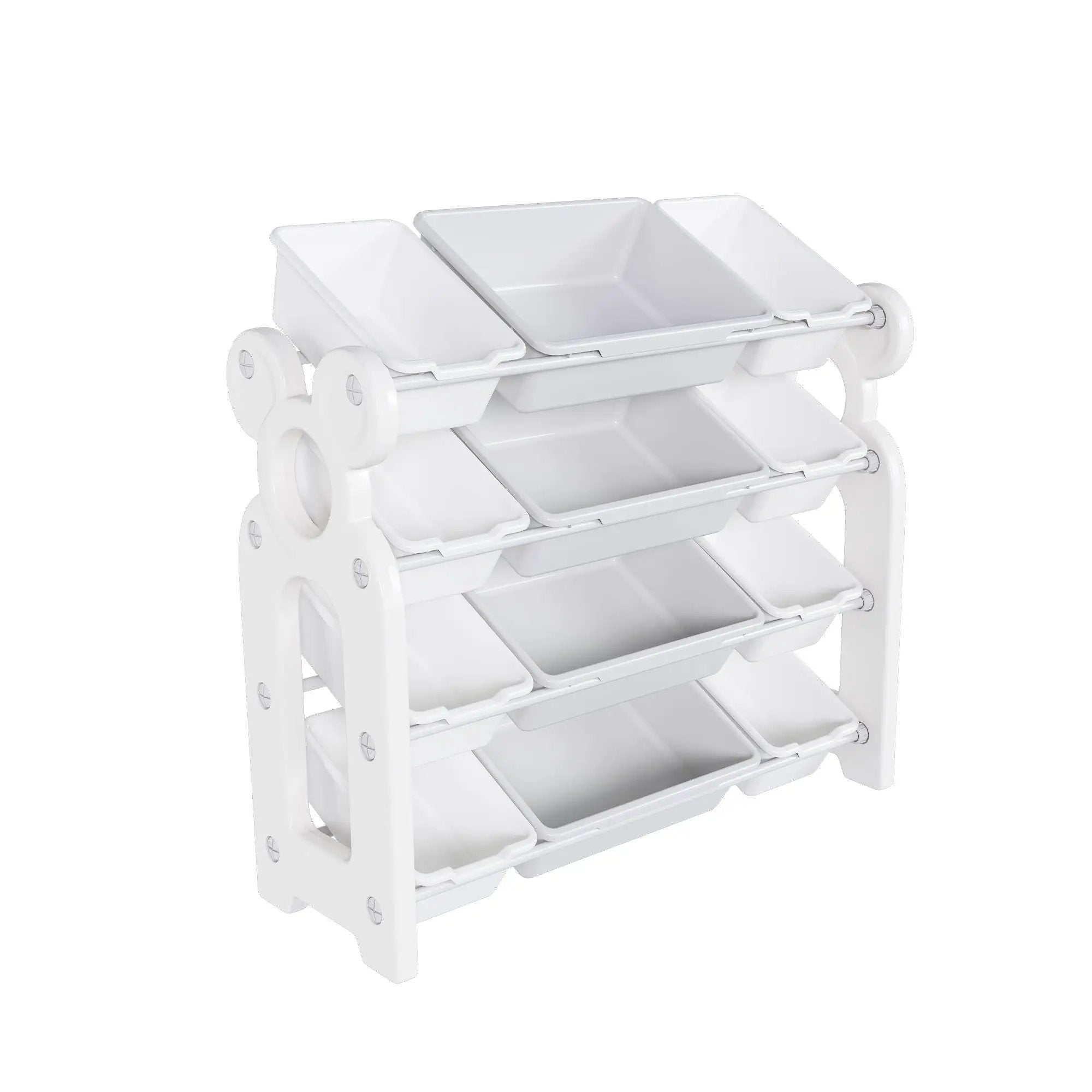 Multi Functional Kids Toy Storage Organizer Cabinet With Hdpe Shelf And 12 Bins - Gray White by HouseOfZazla