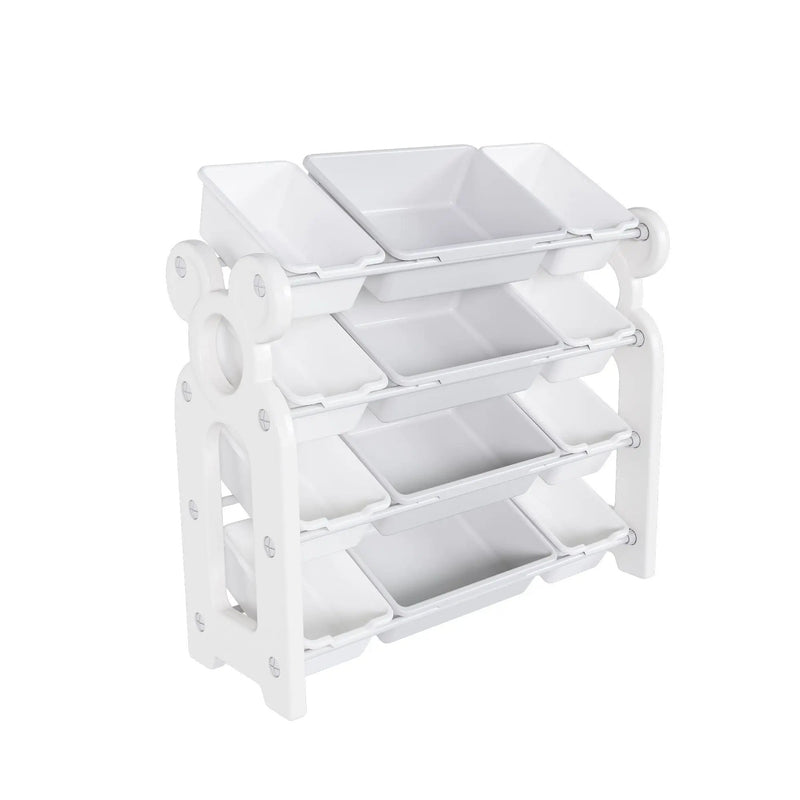 Multi Functional Kids Toy Storage Organizer Cabinet With Hdpe Shelf And 12 Bins - Gray White by HouseOfZazla