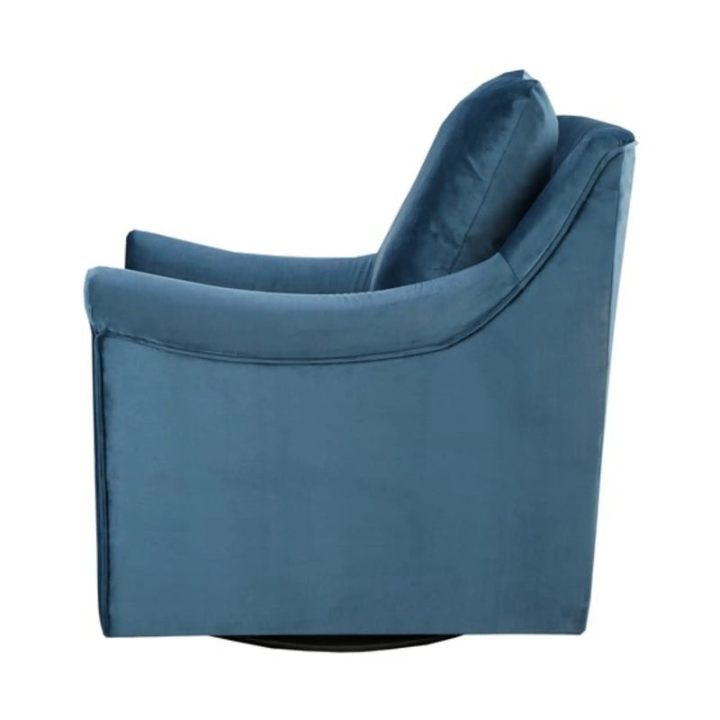 Swivel Chair With Curved Arms And Straight Back - Blue by HouseOfZazla