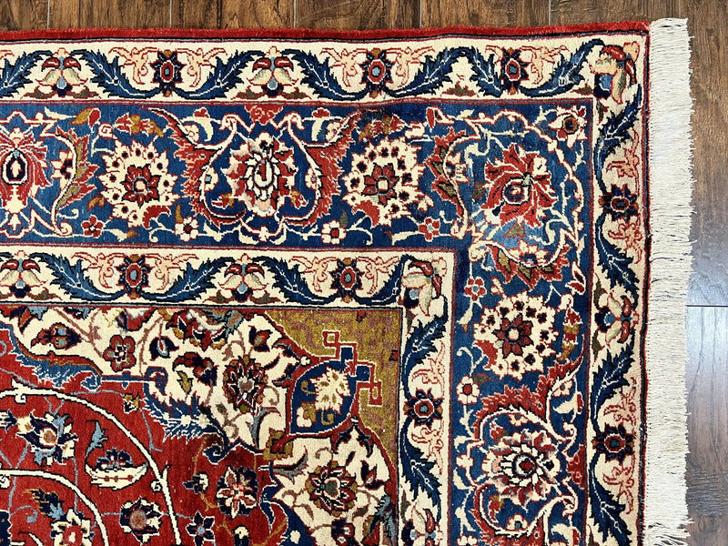 Red Persian Isfahan Rug 7x10 - Antique, Floral Medallion by Jewel Rugs