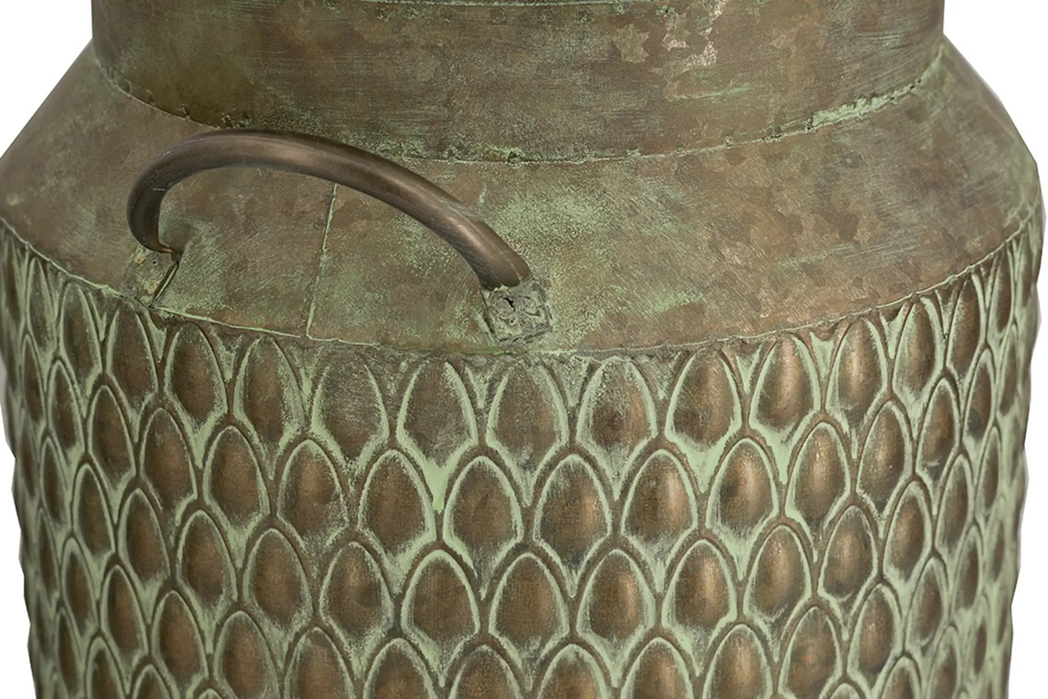 S/2 Iron Milk Jug Planters with Textured Green Finish by HouseOfZazla