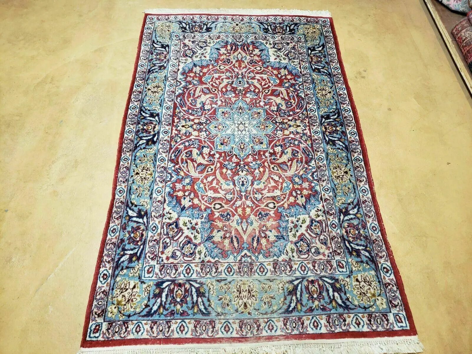 3' 5" X 5' 8" Vintage Handmade Turkish Wool Rug Carpet Vegetable Dyes Nice Red by Jewel Rugs