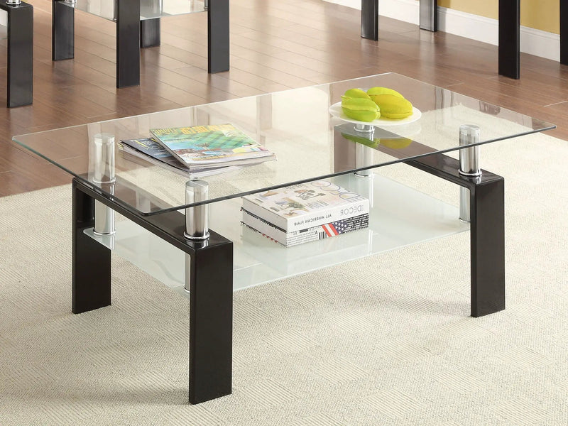 Dyer 1-shelf Rectangular Glass Top Coffee Table Black by Unique Piece Furniture