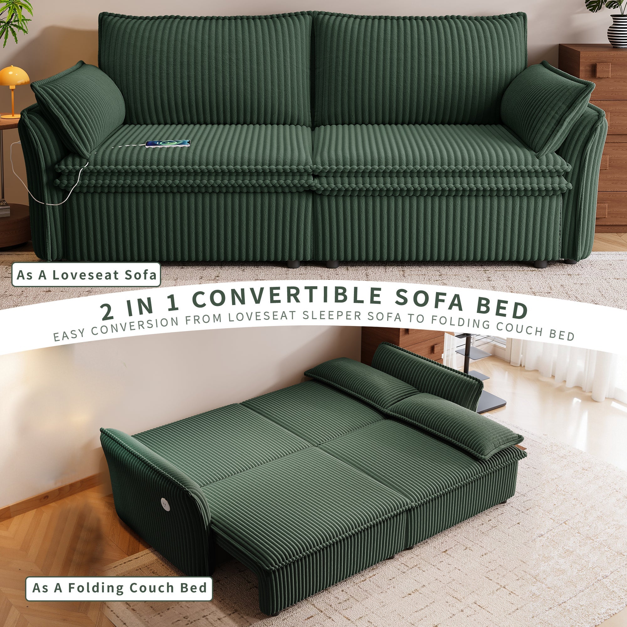 Multi-Functional 85-Inch Convertible Sofa Bed by HouseOfZazla