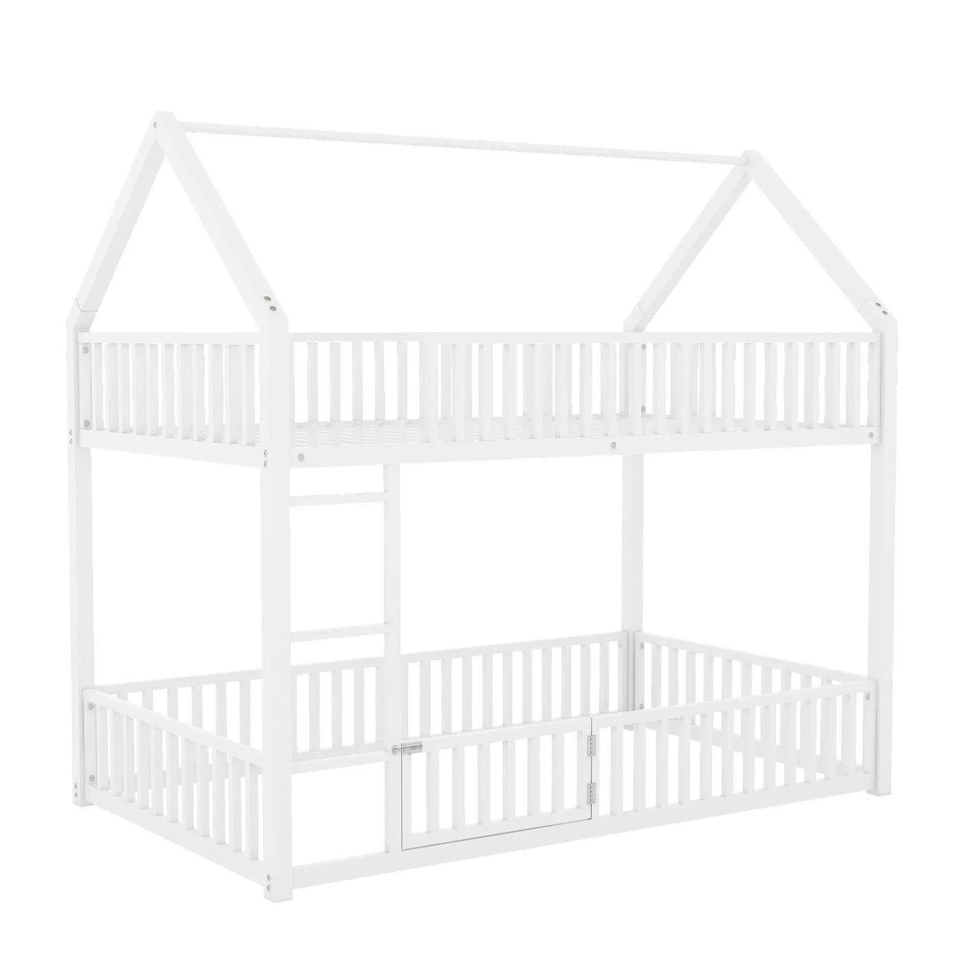 Metal House Bunk Bed With Fence And Door by HouseOfZazla