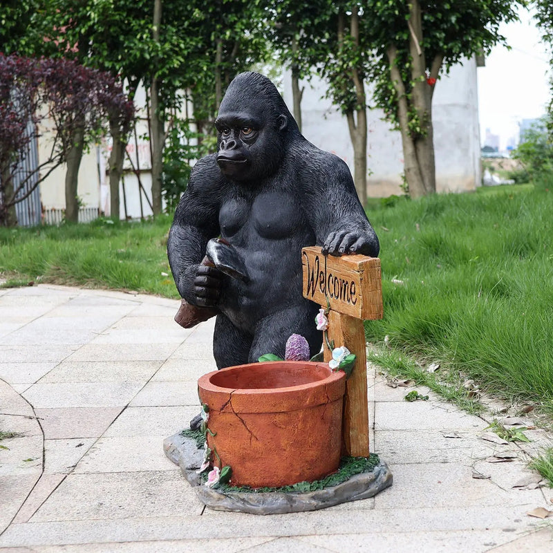 Outdoor Garden Sculpture Chimpanzees Flower Pot Planter by HouseOfZazla