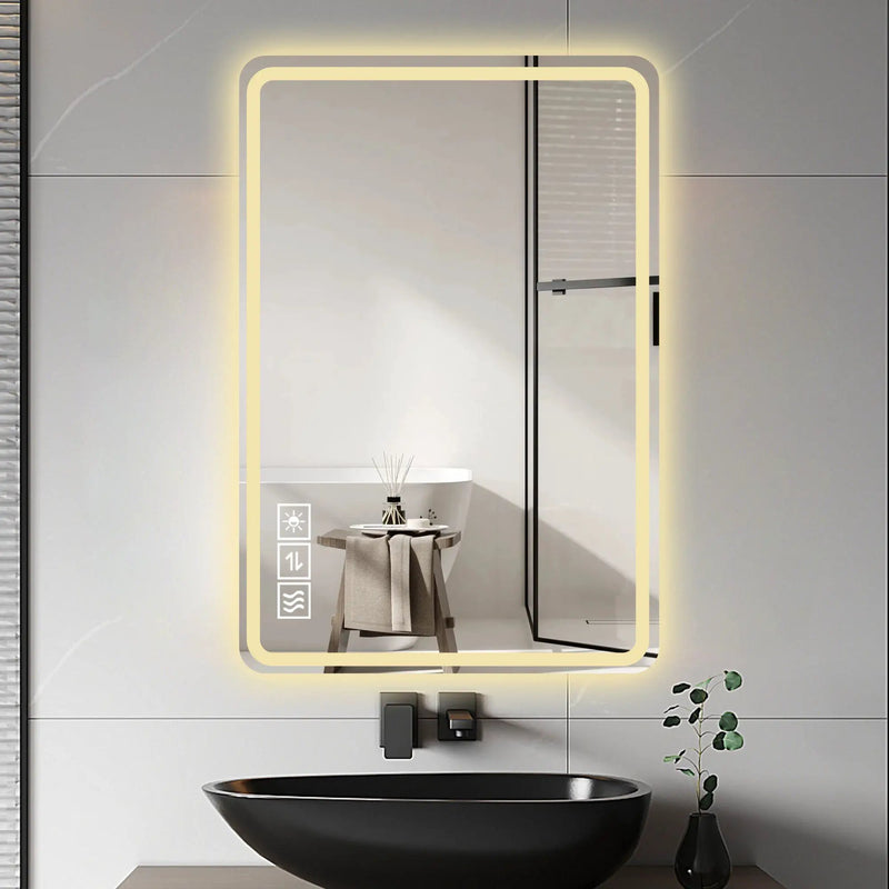24X40 Inch LED Bathroom Mirror Vanity with Front Lights by HouseOfZazla