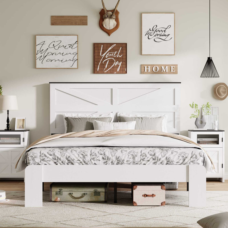King Wood Platform Bed Frame with Headboard and Storage by HouseOfZazla