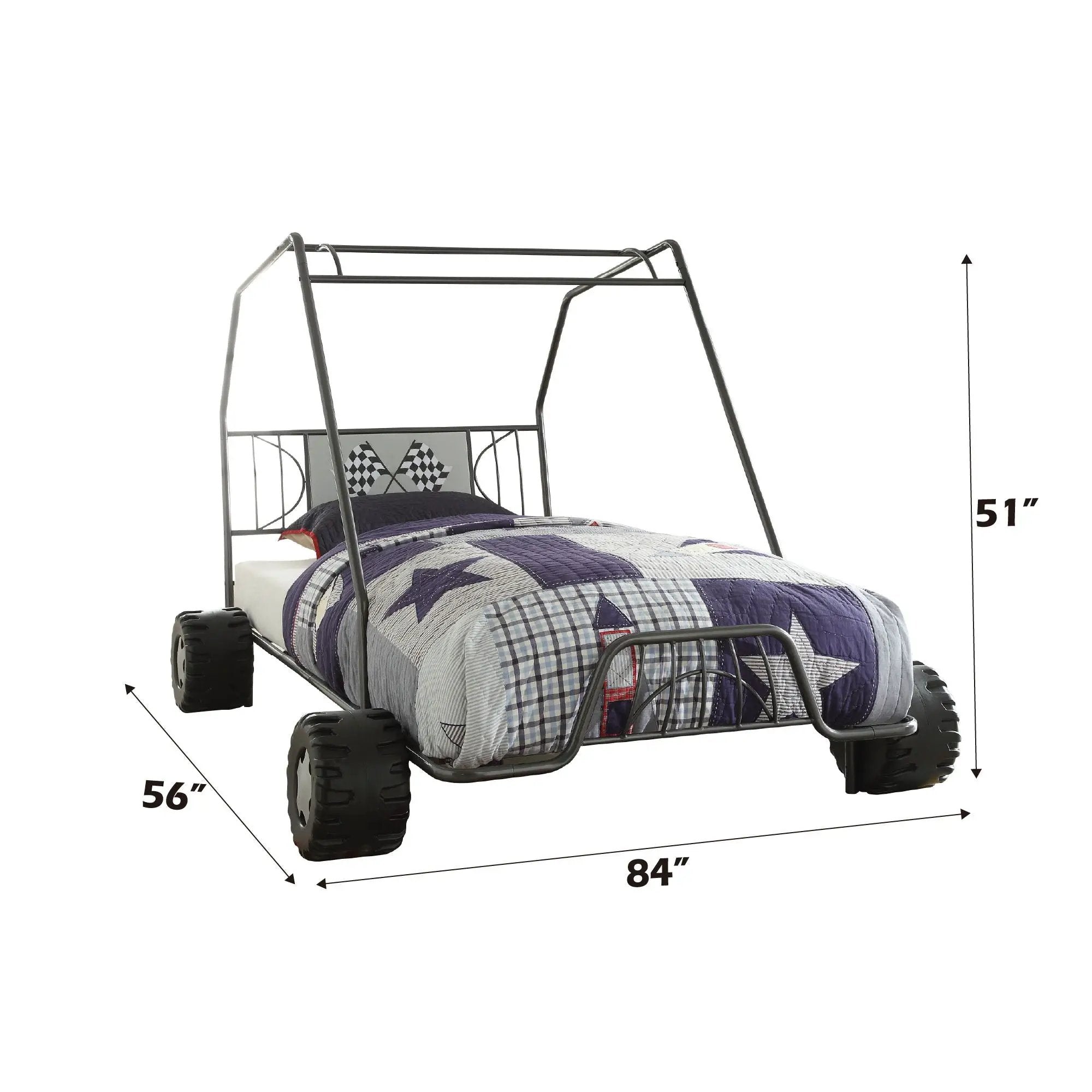 Xander - Twin Go Kart Bed - Gunmetal by HouseOfZazla