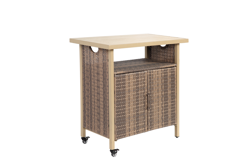 Outdoor Wicker Bar Cart with Wheels by HouseOfZazla