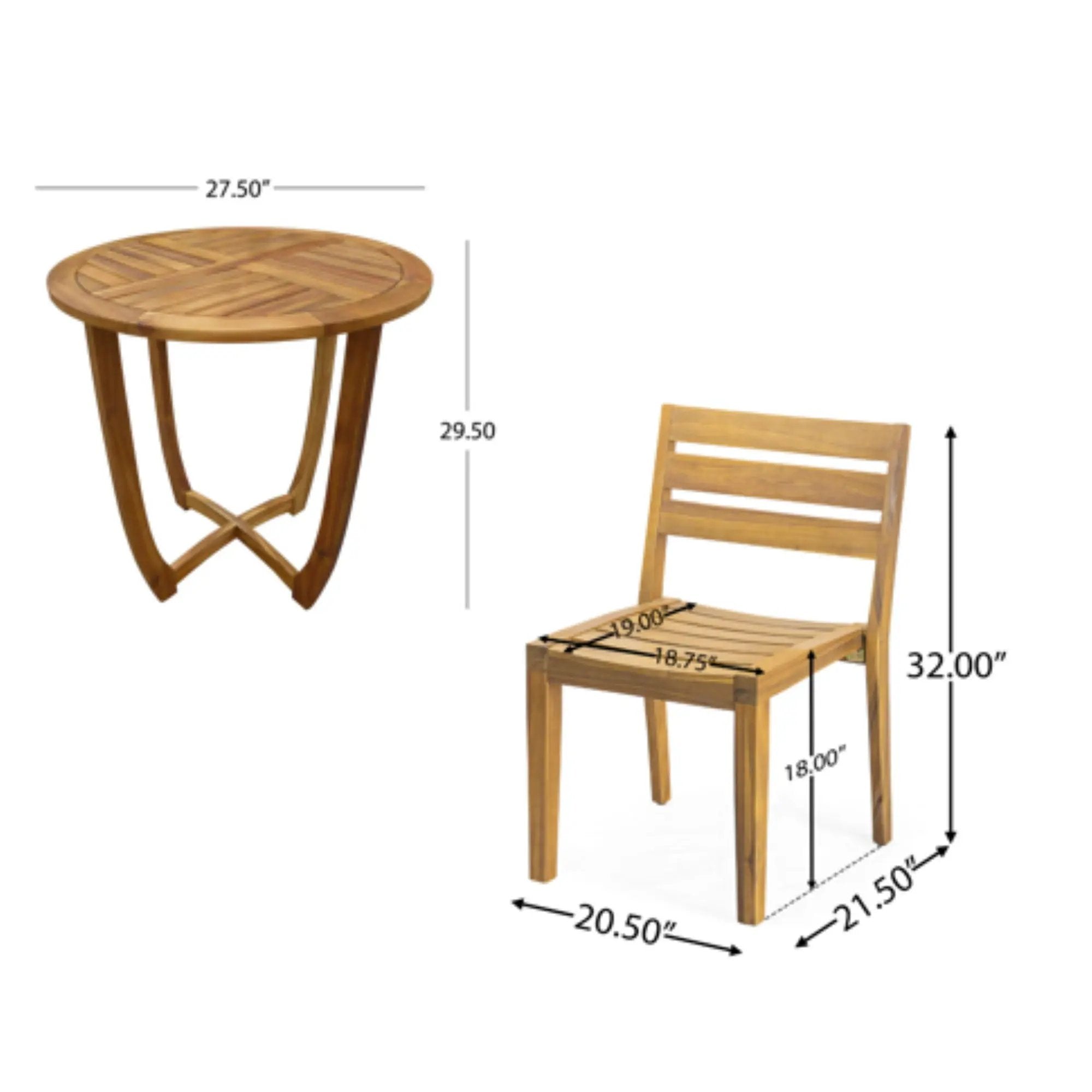 Outdoor 3 Pieces Dining Set - Teak by HouseOfZazla